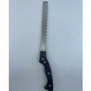 Solingen Germany Stainless Serrated Bread Knife Black Handle 15"